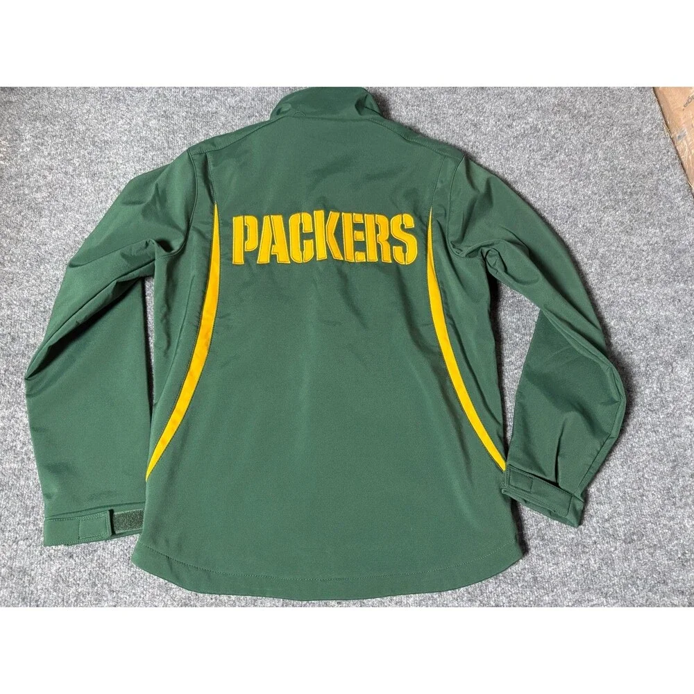 Green Bay Packers Jacket mens Small Full Zip Green Long Sleeve Zip Pockets